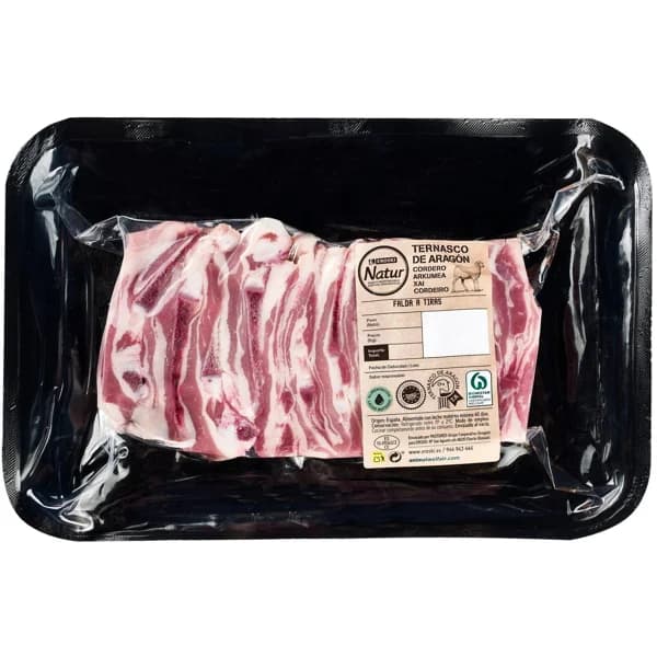 Falda en tiras de cordero EROSKI NATUR, bandeja aprox. 600 g - 0.6 kg - Imagen del producto en Findit