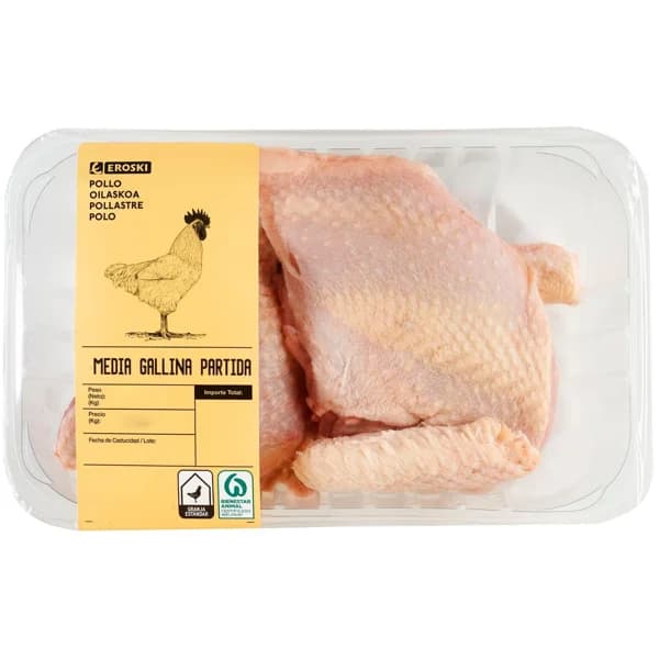 Media gallina partida EROSKI, bandeja al peso aprox. 400 g - 1 ud - Imagen del producto en Findit
