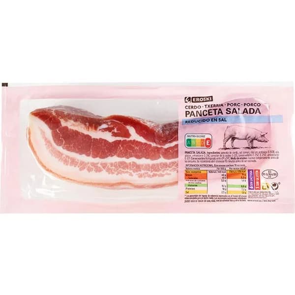 Panceta salada EROSKI, bandeja aprox. 310 g - 1 ud - Imagen del producto en Findit