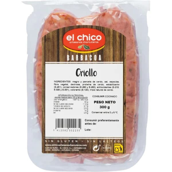 Chorizo criollo EL CHICO, 3 uds., bandeja 300 g - 1 ud - Imagen del producto en Findit