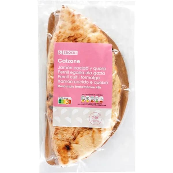 Calzone de jamón y queso EROSKI, 1 ud, 360 g - 1 ud - Imagen del producto en Findit