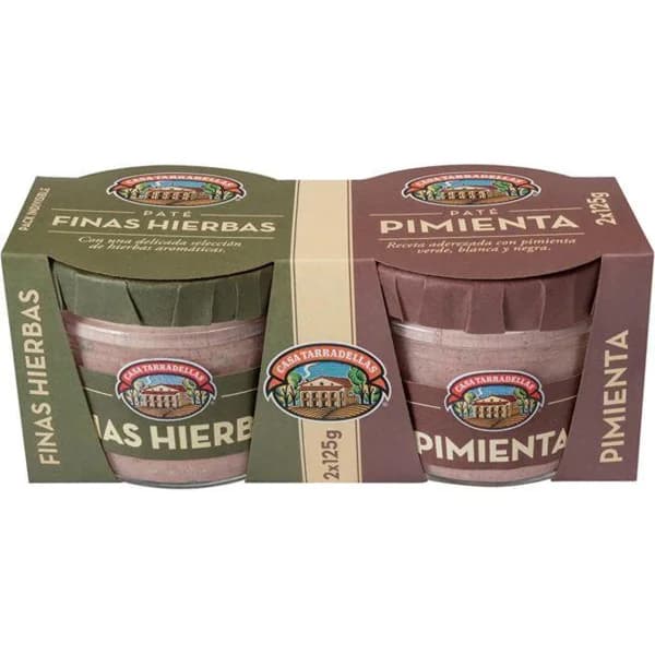 Paté a las finas hierbas-pimienta CASA TARRADELLAS, pack 2x125 g - 1 ud - Imagen del producto en Findit