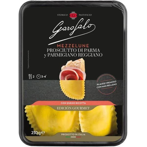 Mezzelune de jamón y parmigiano GAROFALO, bandeja 230 g - 1 ud - Imagen del producto en Findit
