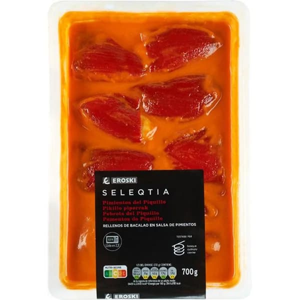 Pimiento rellenos de bacalao SELEQTIA, bandeja 700 g - 0.7 kg - Imagen del producto en Findit