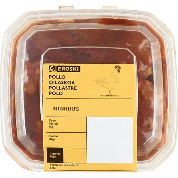 Hígado de pollo EROSKI, bandeja aprox. 350 g - 1 ud - Imagen del producto en Findit