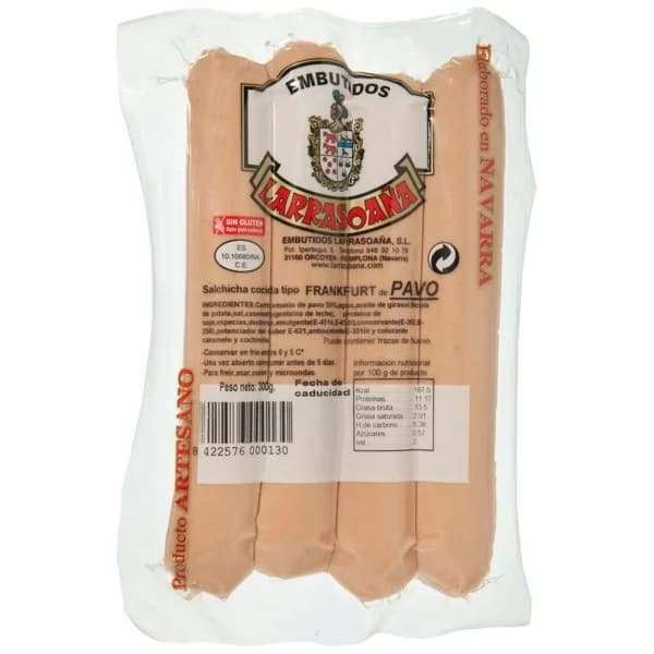 Salchichas Frankfurt de pavo LARRASOAÑA, sobre 300 g - 1 ud - Imagen del producto en Findit