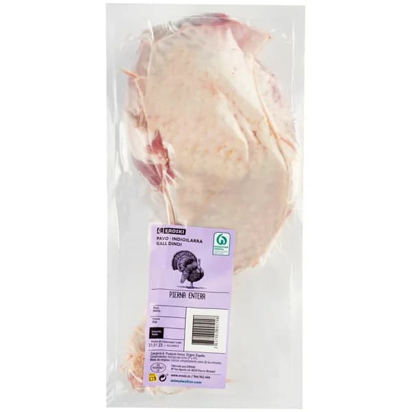 Pierna entera de pavo al vacío EROSKI, bandeja peso aprox. 800 g - 1 ud - Imagen del producto en Findit