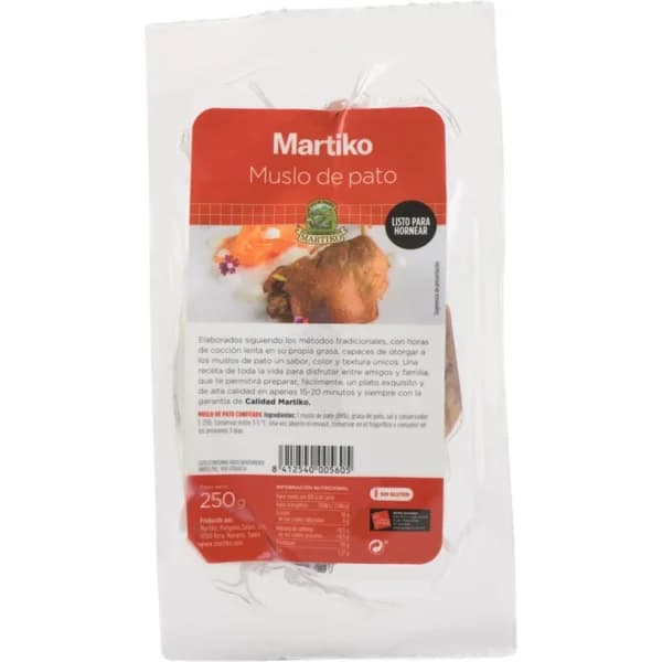 Muslos confit de pato MARTIKO, bandeja 250 g - 1 ud - Imagen del producto en Findit
