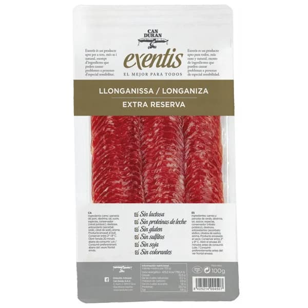 Longaniza extra CAN DURAN EXENTIS, sobre 80 g - 0.08 kg - Imagen del producto en Findit