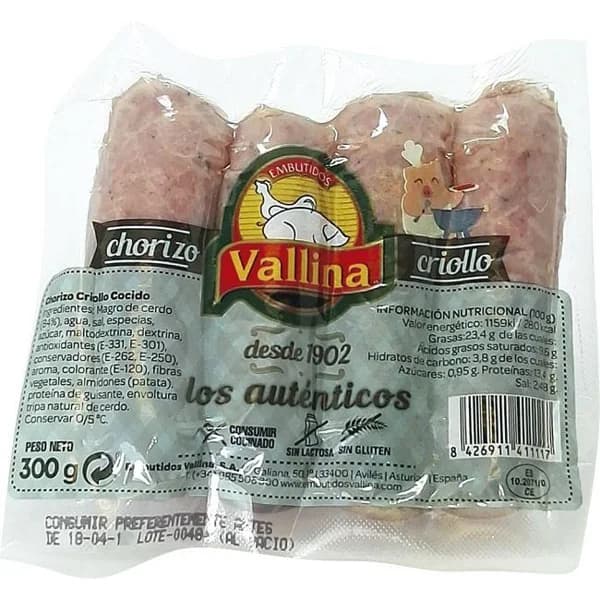 Chorizo criollo VALLINA, sobre 300 g - 1 ud - Imagen del producto en Findit