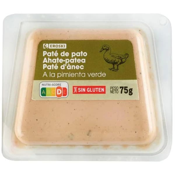 Paté de pato a la pimienta verde EROSKI, blister 75 g - 1 ud - Imagen del producto en Findit