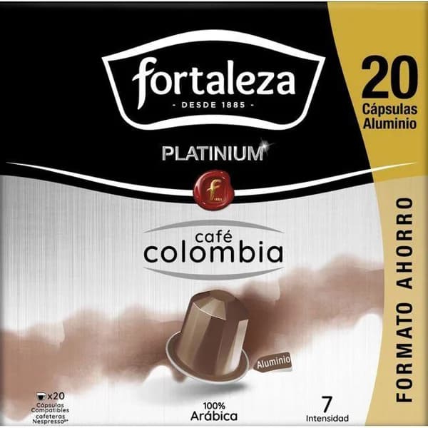 Café Colombia platinium comp. Nespresso FORTALEZA, caja 20 uds - 20 ud - Imagen del producto en Findit
