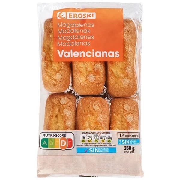 Magdalena valenciana EROSKI, paquete 350 g - 0.35 kg - Imagen del producto en Findit