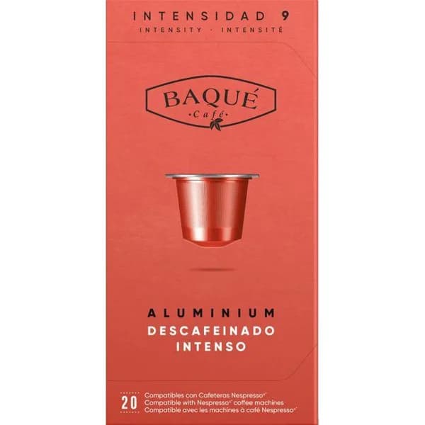 Café descafeinado intenso compat. Nespresso BAQUÉ, caja 20 uds - 20 ud - Imagen del producto en Findit