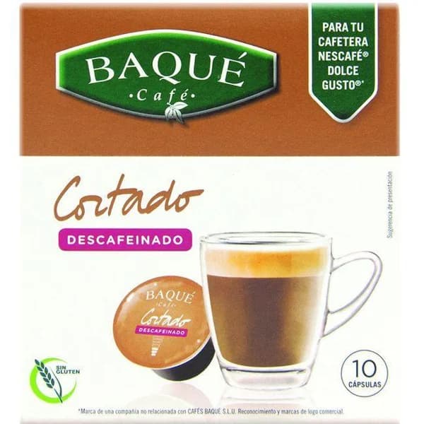 Café cortado descafeinado comp. Nespresso BAQUÉ, caja 10 uds - 10 ud - Imagen del producto en Findit
