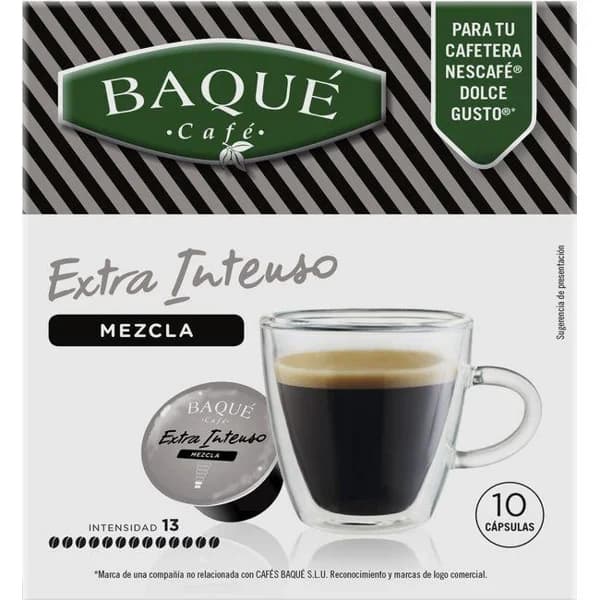 Café mezcla extra intenso comp. Nespresso BAQUÉ, caja 10 uds - 10 ud - Imagen del producto en Findit