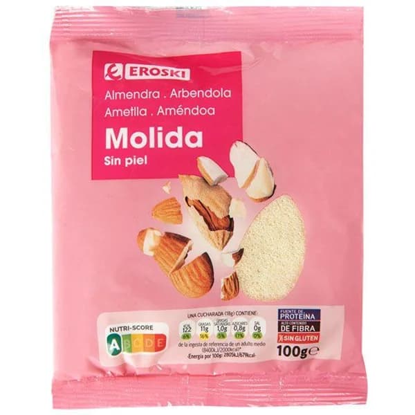 Almendra molida EROSKI, bolsa 100 g - 0.1 kg - Imagen del producto en Findit