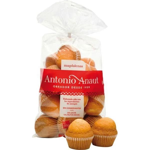 Magdalena sin frutos secos-sin leche ANTONIO ANAUT, bolsa 400 g - 0.4 kg - Imagen del producto en Findit