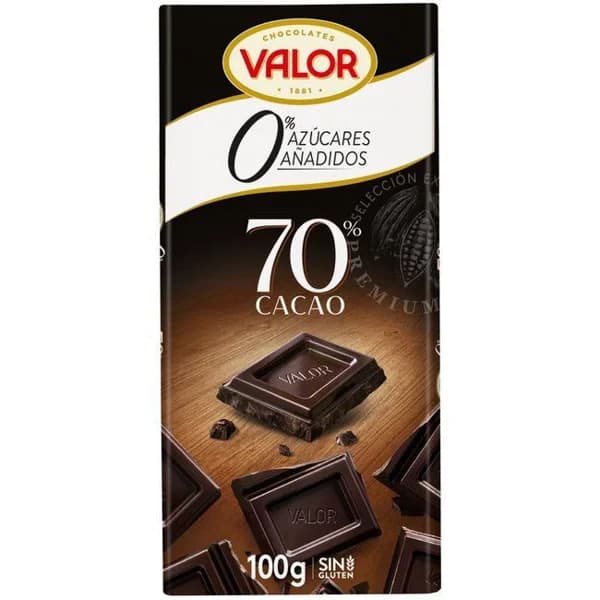 Chocolate 70% sin azúcar VALOR, tableta 100g - 0.1 kg - Imagen del producto en Findit