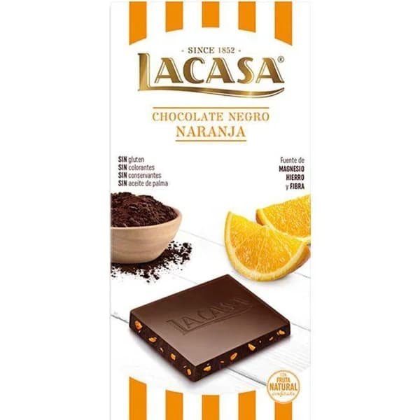 Chocolate negro-naranja LACASA, tableta 100 g - 0.1 kg - Imagen del producto en Findit