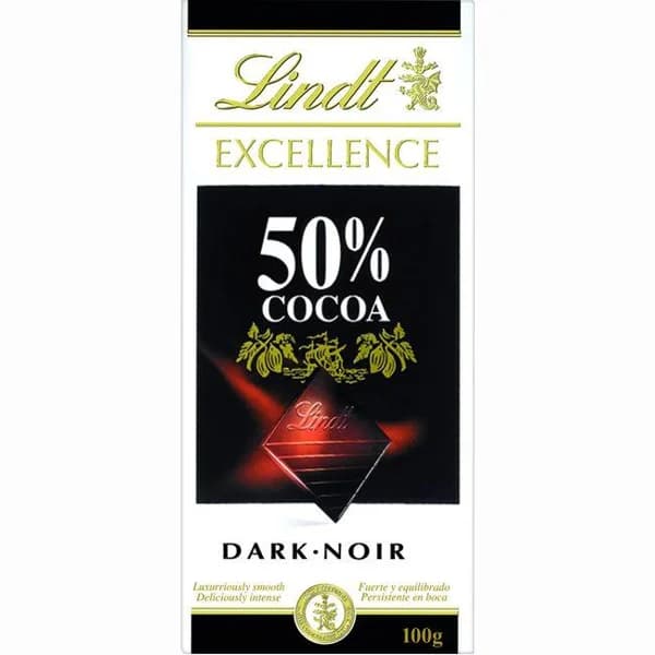 Chocolate negro 50% cacao LINDT Excellence, tableta 100 g - 0.1 kg - Imagen del producto en Findit