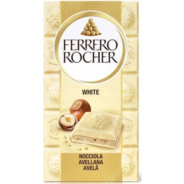 Chocolate blanco rocher FERRERO, tableta 90 g - 0.09 kg - Imagen del producto en Findit