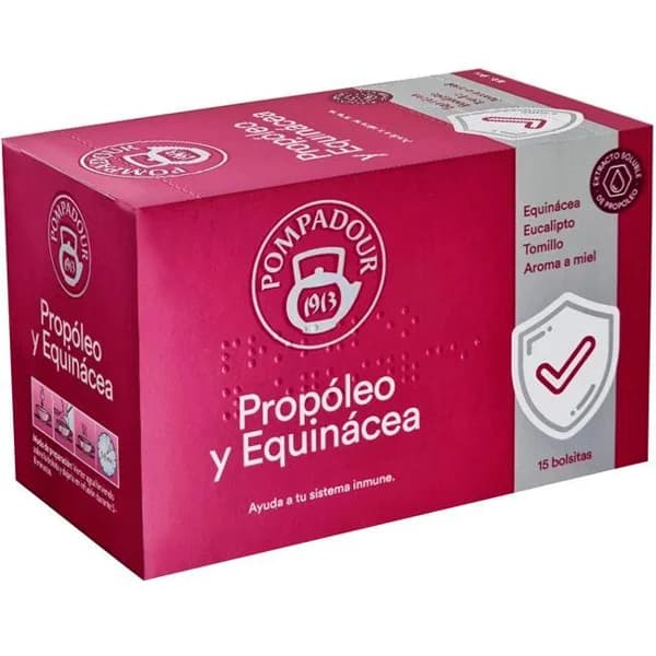 Infusión de propóleo y equinácea POMPADOUR, caja 15 uds - 15 ud - Imagen del producto en Findit