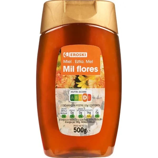 Miel de panal cero goteo EROSKI, dosificador 500 g - 0.5 kg - Imagen del producto en Findit