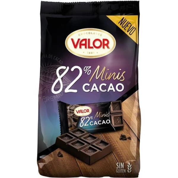 Mini tabletas de chocolate negro 82% VALOR, bolsa 171 g - 1 ud - Imagen del producto en Findit