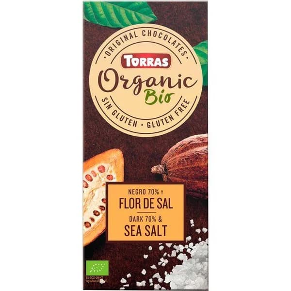 Chocolate negro 70% flor de sal TORRAS, tableta 100 g - 0.1 kg - Imagen del producto en Findit