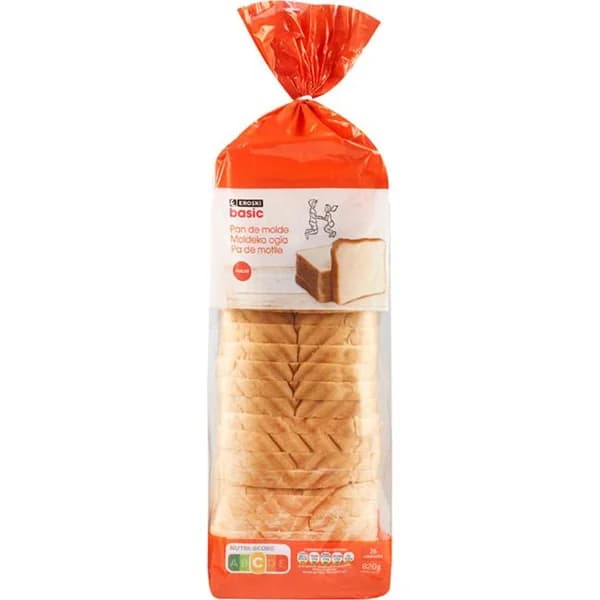 Pan de molde con corteza EROSKI basic, paquete 820 g - 0.82 kg - Imagen del producto en Findit