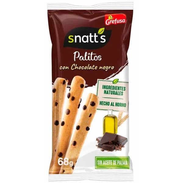 Palitos de cereales con chocolate-avellana SNATT`S, bolsa 68 g - 0.07 kg - Imagen del producto en Findit