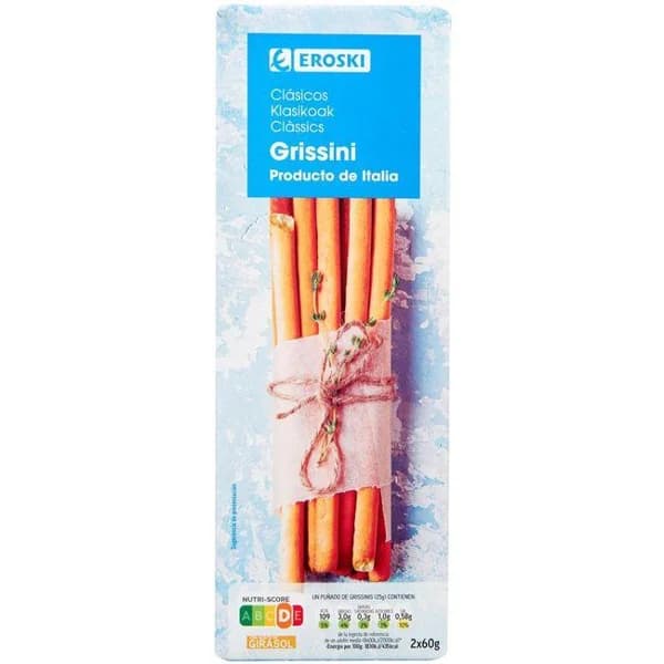 Grissinis EROSKI, bolsa 120 g - 0.12 kg - Imagen del producto en Findit