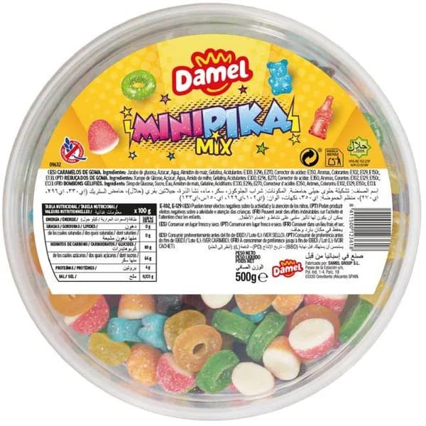 Surtido de goma pika DAMEL, tarrina 500 g - 1 ud - Imagen del producto en Findit