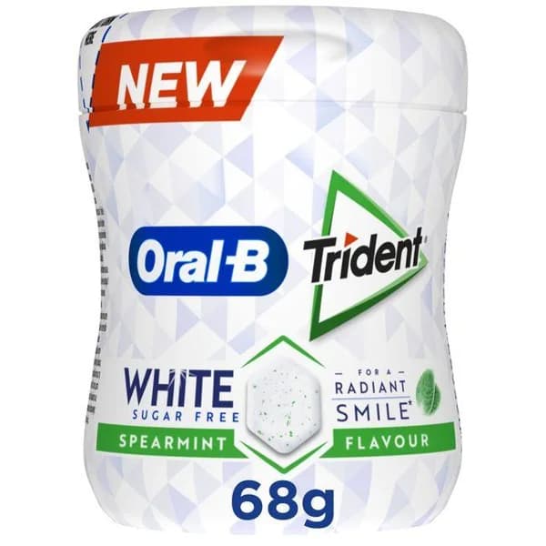 Chicle de hierbabuena TRIDENT ORAL-B WHITE, bote 68 g - 1 ud - Imagen del producto en Findit
