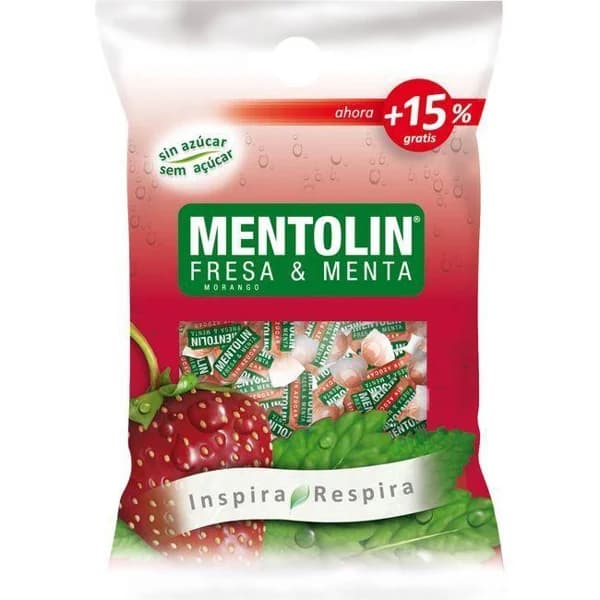 Caramelos de fresa-menta sin azúcar MENTOLÍN, bolsa 100 g - 1 ud - Imagen del producto en Findit