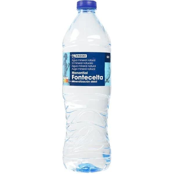 Agua mineral natural EROSKI, botella 1 litro - 1 l - Imagen del producto en Findit