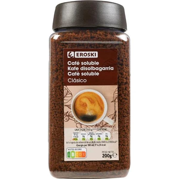 Café soluble clásico EROSKI, frasco 200 g - 0.2 kg - Imagen del producto en Findit