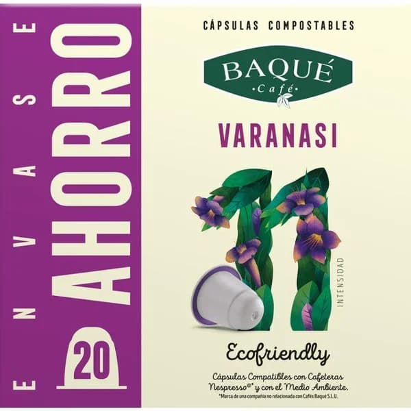 Café Varanassi compatible Nespresso BAQUE, caja 20 uds - 20 ud - Imagen del producto en Findit