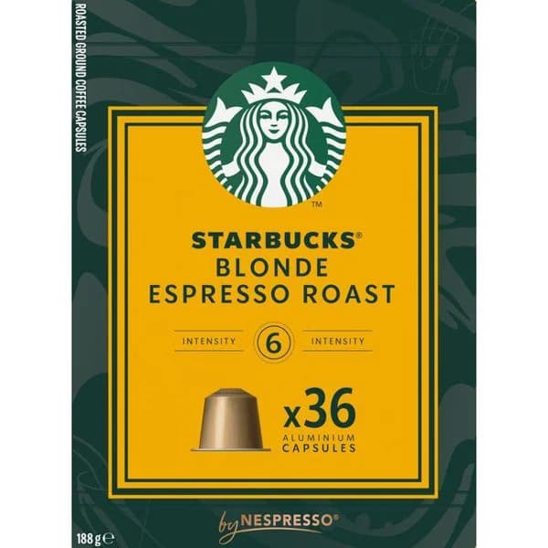 Café Blonde expresso comp. Nespresso STARBUCKS, paquete 36 uds - 36 ud - Imagen del producto en Findit