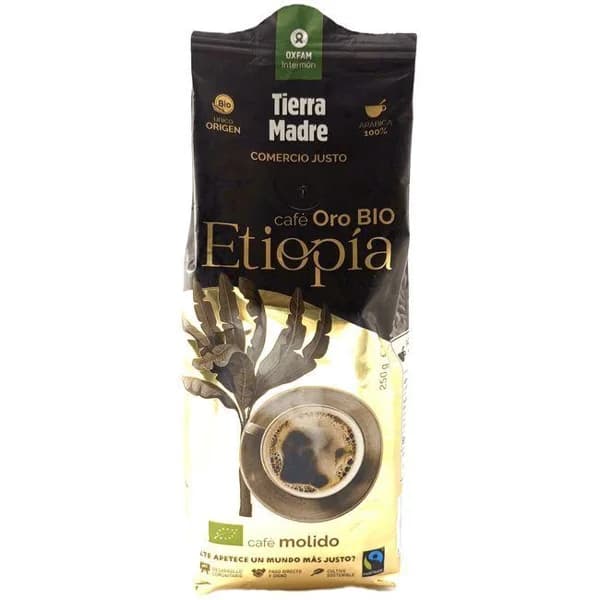 Café molido Etiopía oro 100% arábica O. INTERMON, paquete 250 g - 0.25 kg - Imagen del producto en Findit