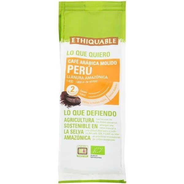 Café molido de Perú oro verde bio ETHIQUABLE, paquete 250 g - 0.25 kg - Imagen del producto en Findit