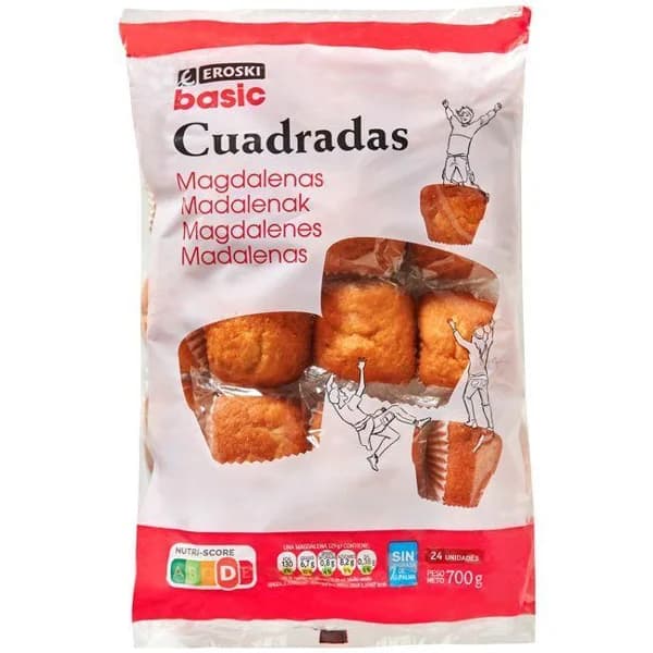 Magdalena cuadrada EROSKI basic, paquete 700 g - 0.7 kg - Imagen del producto en Findit