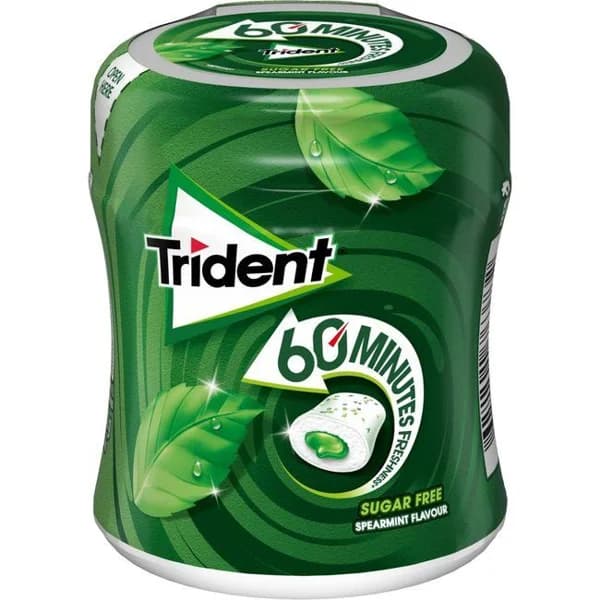 Chicle de hierbabuena 60 minutos Lc TRIDENT, bote 68,2 g - 0.07 kg - Imagen del producto en Findit