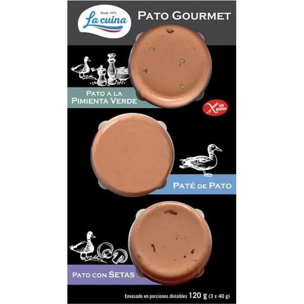 Surtido paté de pato LA CUINA, pack 3x40 g - 1 ud - Imagen del producto en Findit