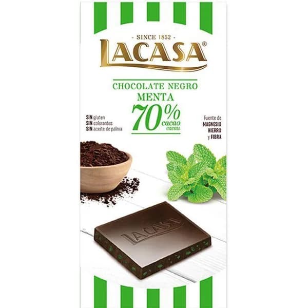 Chocolate 70% con menta LACASA, tableta 100 g - 0.1 kg - Imagen del producto en Findit
