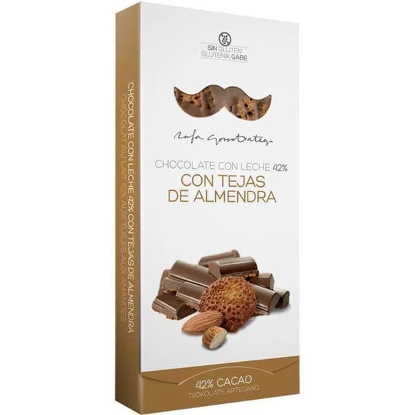 Chocolate c/ leche 42% tejas almendra R.GORROTXATEGI, caja 100 g - 0.1 kg - Imagen del producto en Findit