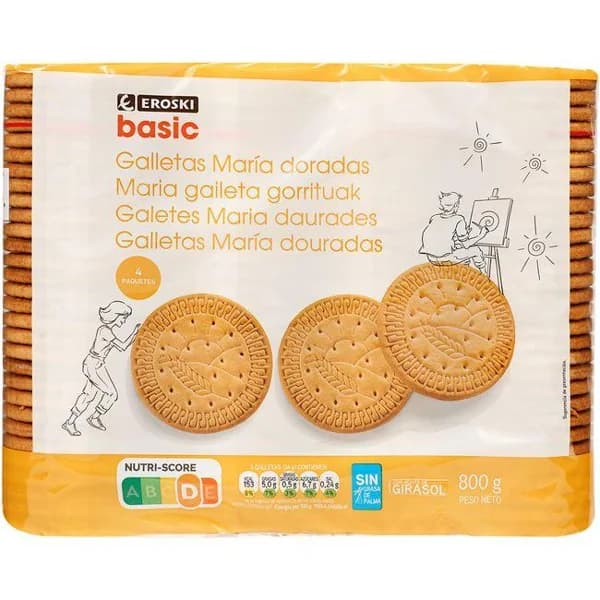 Galleta dorada redonda EROSKI BASIC, pack 4x200 g - 0.8 kg - Imagen del producto en Findit