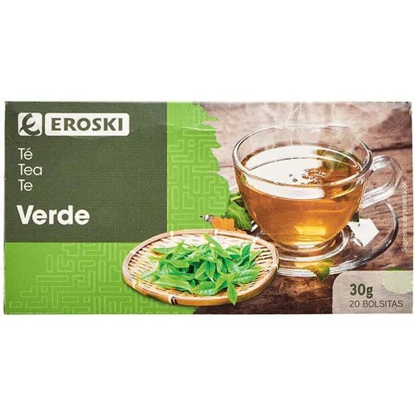Té verde EROSKI, caja 20 sobres - 20 ud - Imagen del producto en Findit