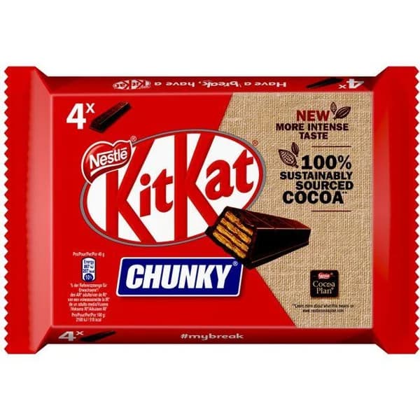Barritas Chunky de chocolate con leche KIT KAT, pack 4x40 g - 0.16 kg - Imagen del producto en Findit